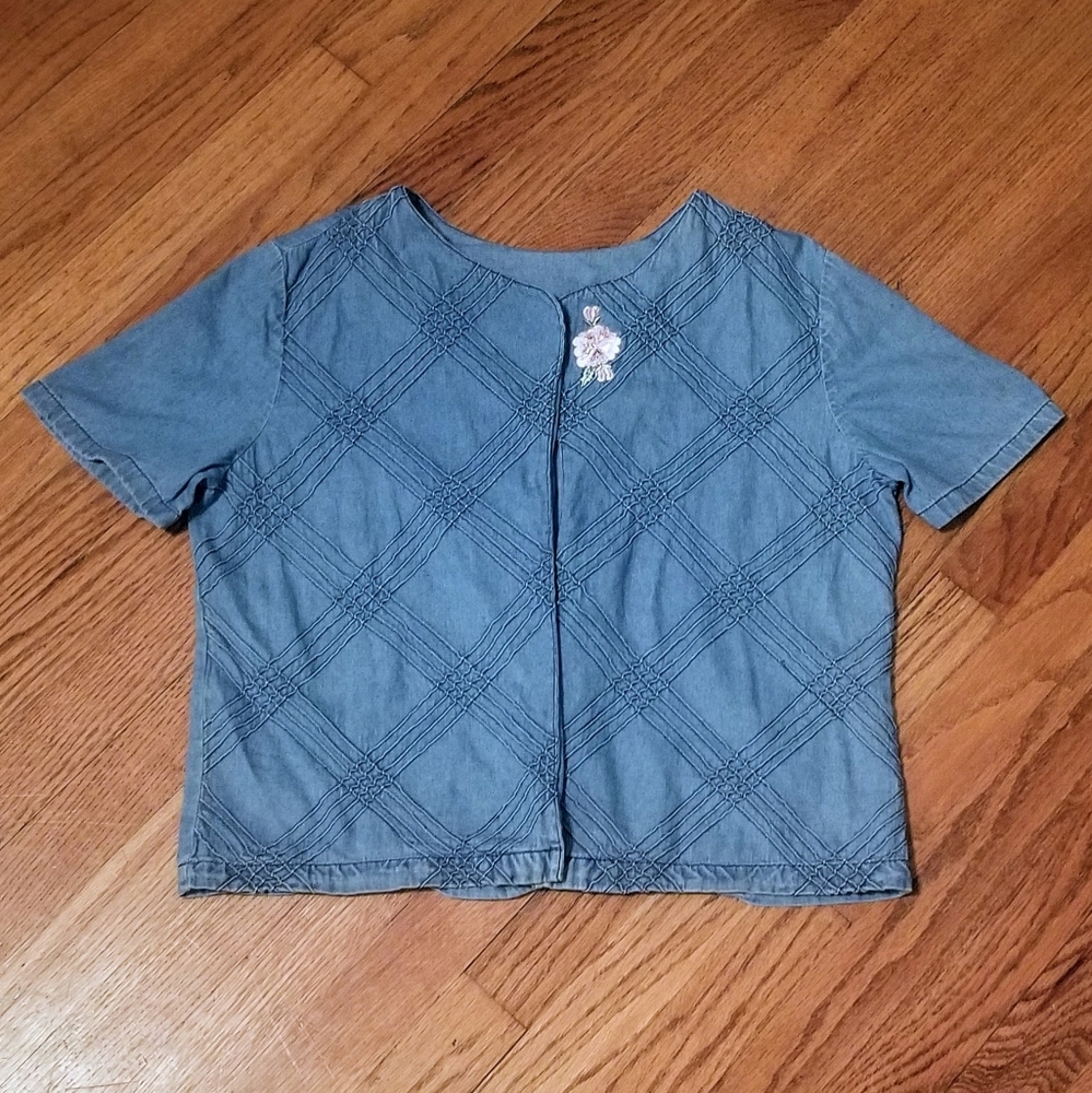 Vintage Two Twenty Blouse Embroidered Rose